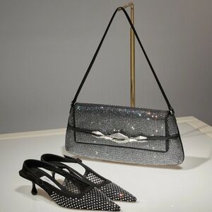 Jimmy Choo Diamond Crystal-Embellished Satin Shoulder Bag